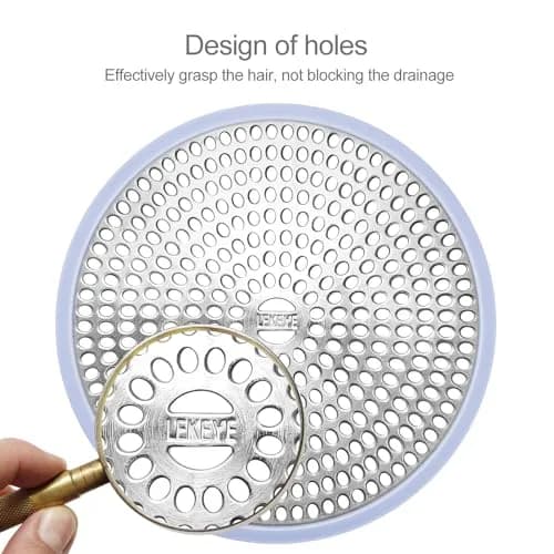 LEKEYE Shower Drain Hair Catcher Stainless Steel & Silicone Light Blue | Prevents Clogs & Catches Hair thumbnail 4