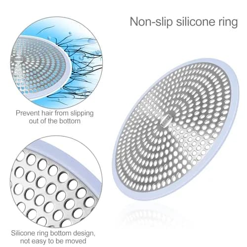 LEKEYE Shower Drain Hair Catcher Stainless Steel & Silicone Light Blue | Prevents Clogs & Catches Hair thumbnail 5