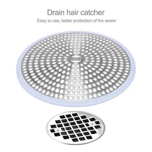 LEKEYE Shower Drain Hair Catcher Stainless Steel & Silicone Light Blue | Prevents Clogs & Catches Hair thumbnail 2