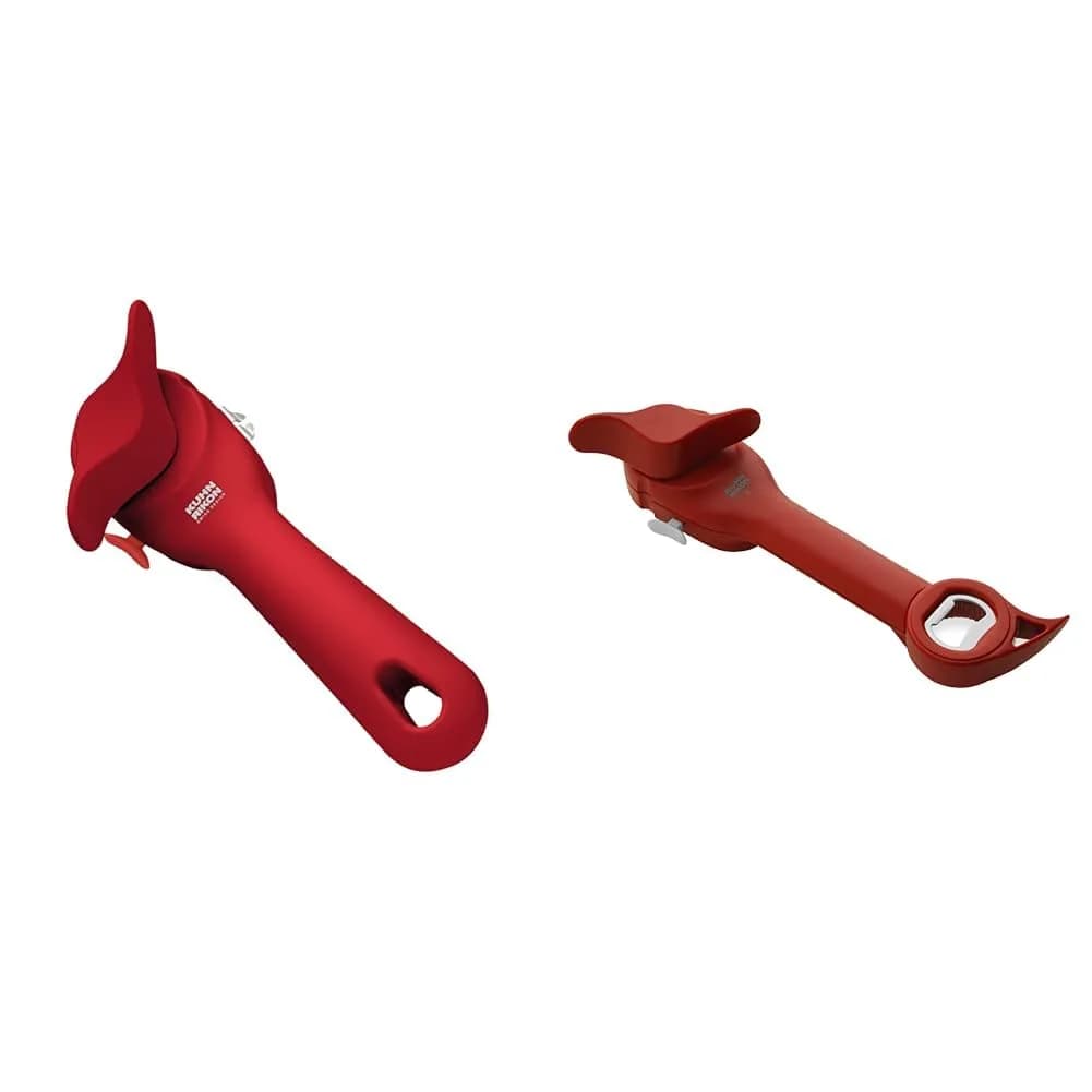 Kuhn Rikon Auto Safety LidLifter & Master Opener Set, Red | Hygienic & Safe Can, Bottle, Jar Opener — Red