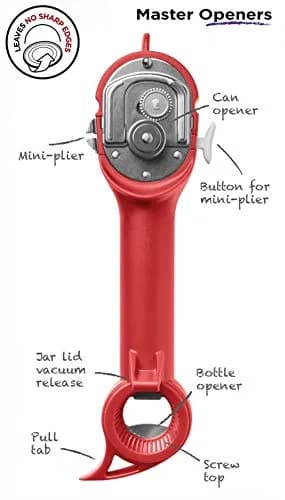 Kuhn Rikon Auto Safety LidLifter & Master Opener Set, Red | Hygienic & Safe Can, Bottle, Jar Opener thumbnail 7