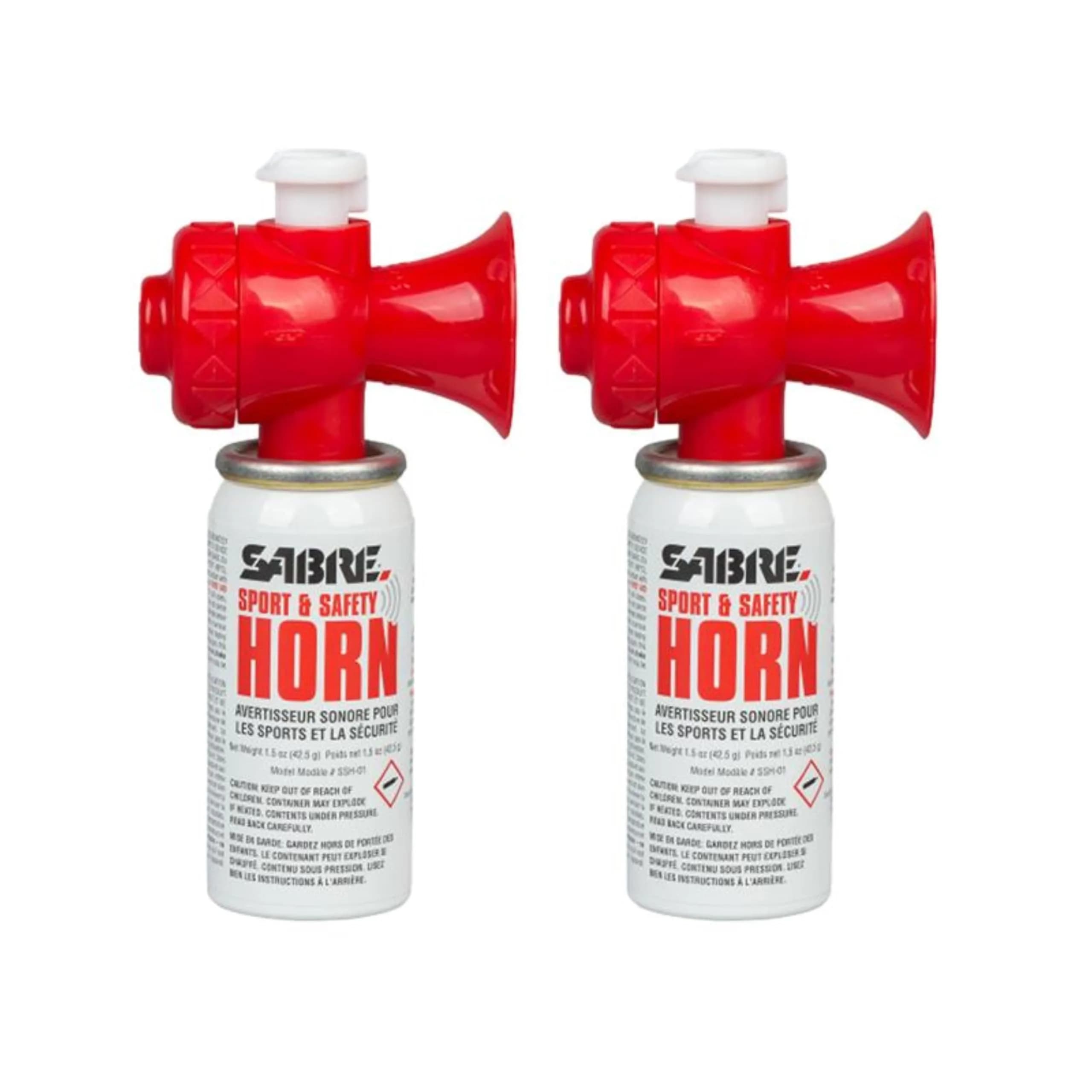 SABRE Sport and Safety Horn, 130 dB Air Horn, 60 ¼ Second or 25 ½ Second Bursts | Compact, Audible Up To ½ Miles