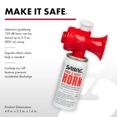 SABRE Sport and Safety Horn, 130 dB Air Horn, 60 ¼ Second or 25 ½ Second Bursts | Compact, Audible Up To ½ Miles thumbnail 2