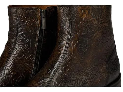 TAFT Mens Lewis Genuine Leather Floral Embossed Sidezip Ankle Boot 13 Medium | Cushioned Block Heel Casual Dress Shoe thumbnail 2
