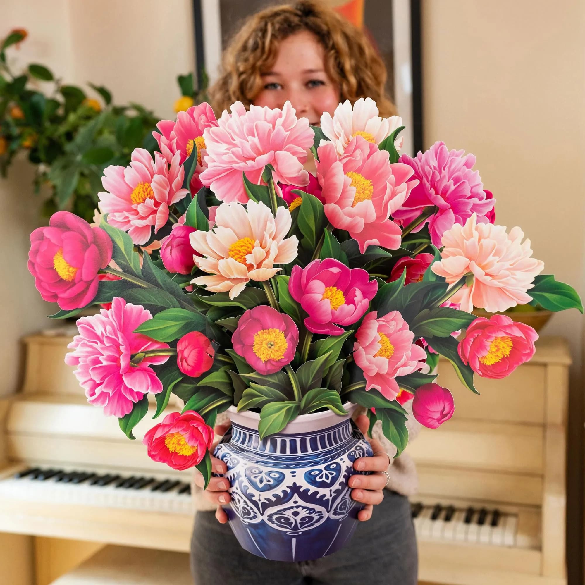 Freshcut Paper Grande Peony Paradise 3D Pop Up Card (19" x 24") | USA Imported Art Bouquets - view 2