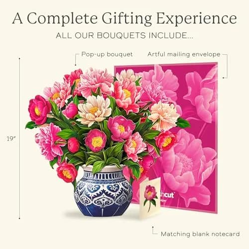 Freshcut Paper Grande Peony Paradise 3D Pop Up Card 19" x 24" | Birthday, Mother's Day, Thank You Gift thumbnail 4
