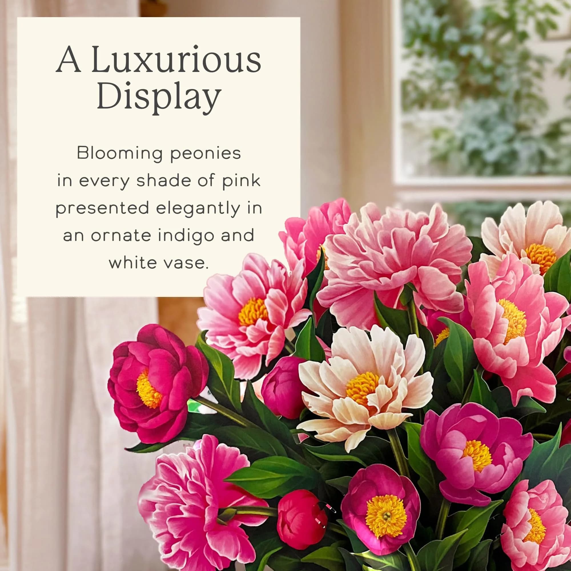 Freshcut Paper Grande Peony Paradise 3D Pop Up Card (19" x 24") | USA Imported Art Bouquets - view 3