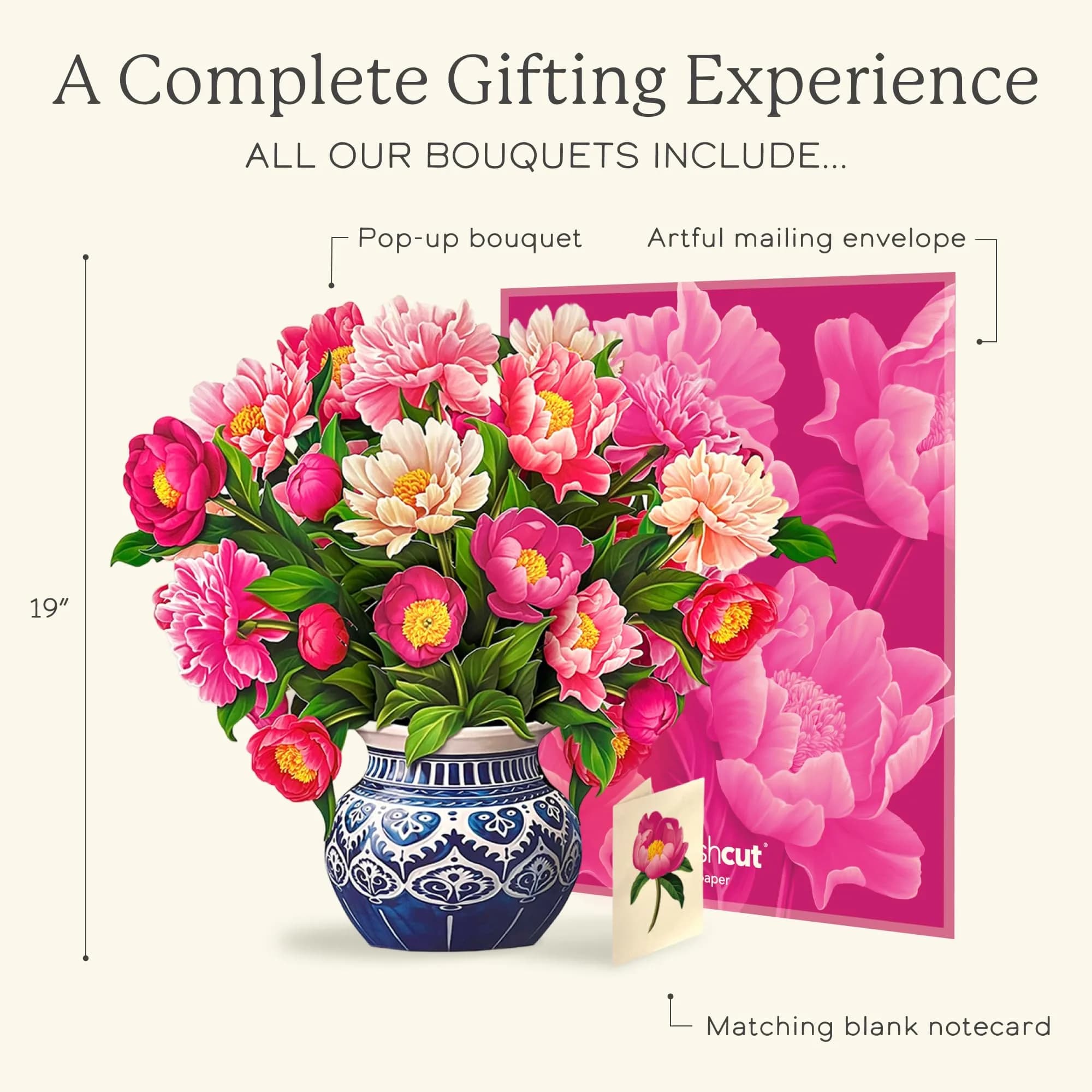 Freshcut Paper Grande Peony Paradise 3D Pop Up Card (19" x 24") | USA Imported Art Bouquets - view 4