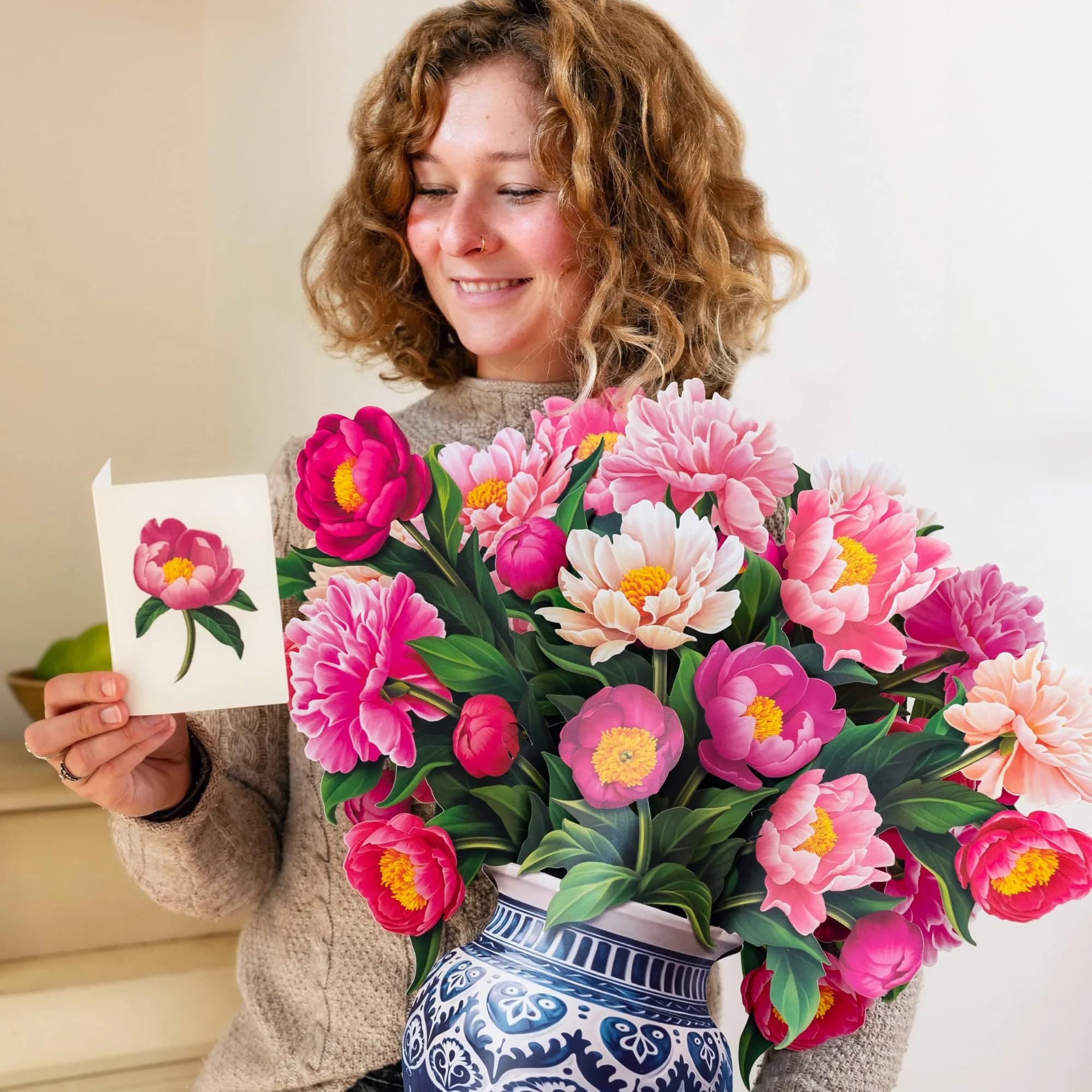 Freshcut Paper Grande Peony Paradise 3D Pop Up Card (19" x 24") | USA Imported Art Bouquets - view 6