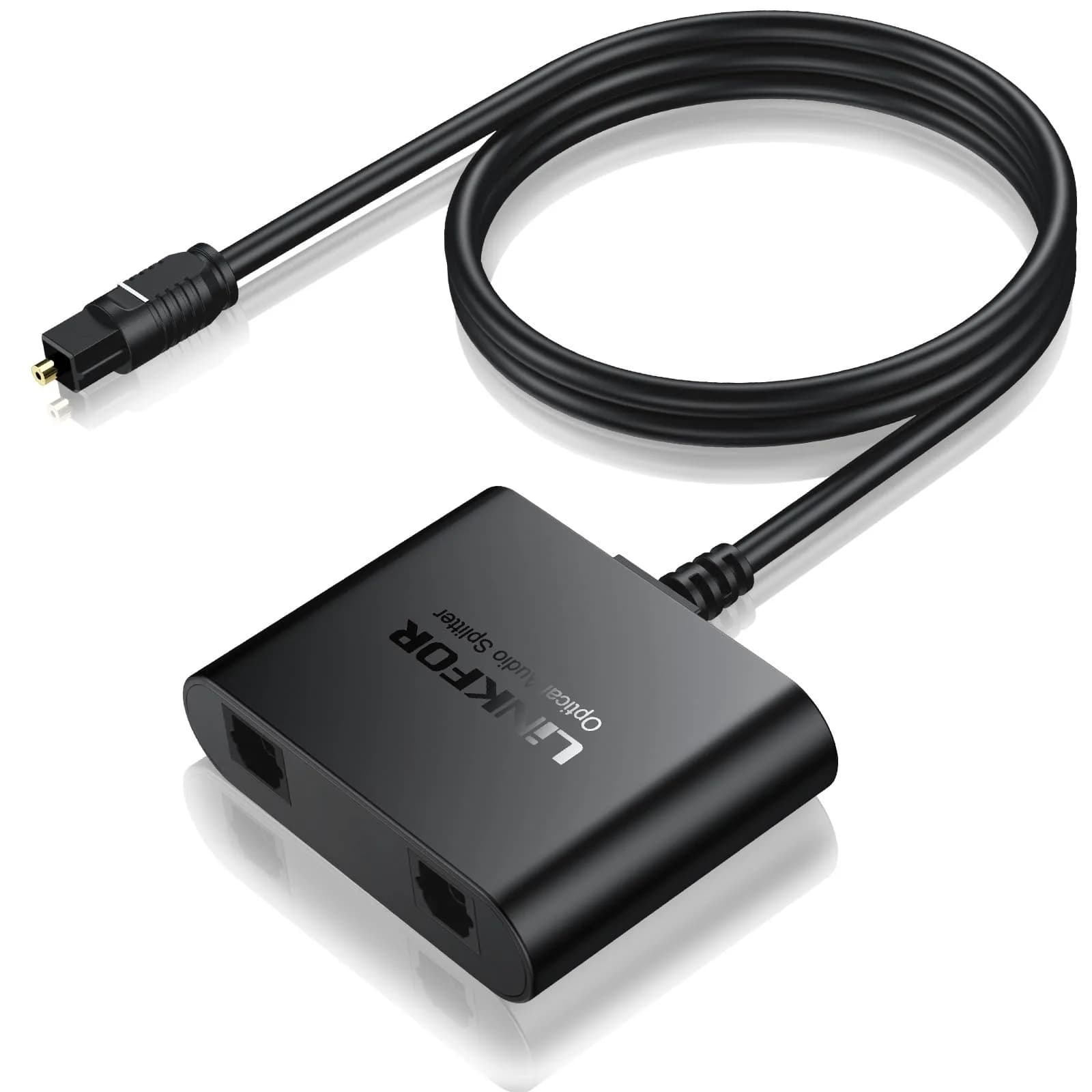 LiNKFOR 1x2 Optical Audio Splitter 1 Input 2 Output | Splits Digital Audio for Home Theatre, Xbox, PS5/PS4, Soundbars — 1 x 2 Optical Audio splitter
