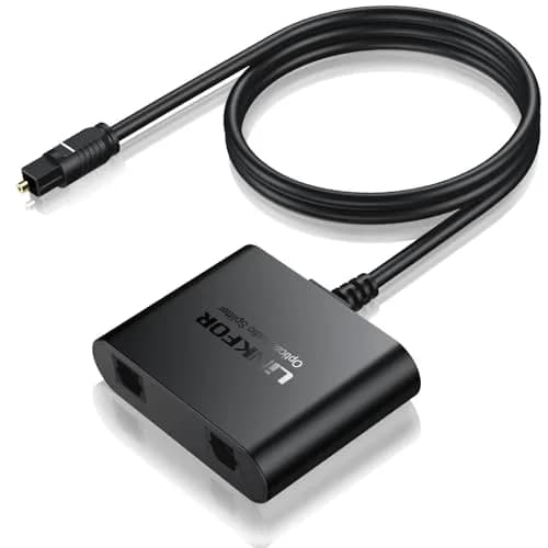 LiNKFOR 1x2 Optical Audio Splitter 1 Input 2 Output | Splits Digital Audio for Home Theatre, Xbox, PS5/PS4, Soundbars thumbnail 1