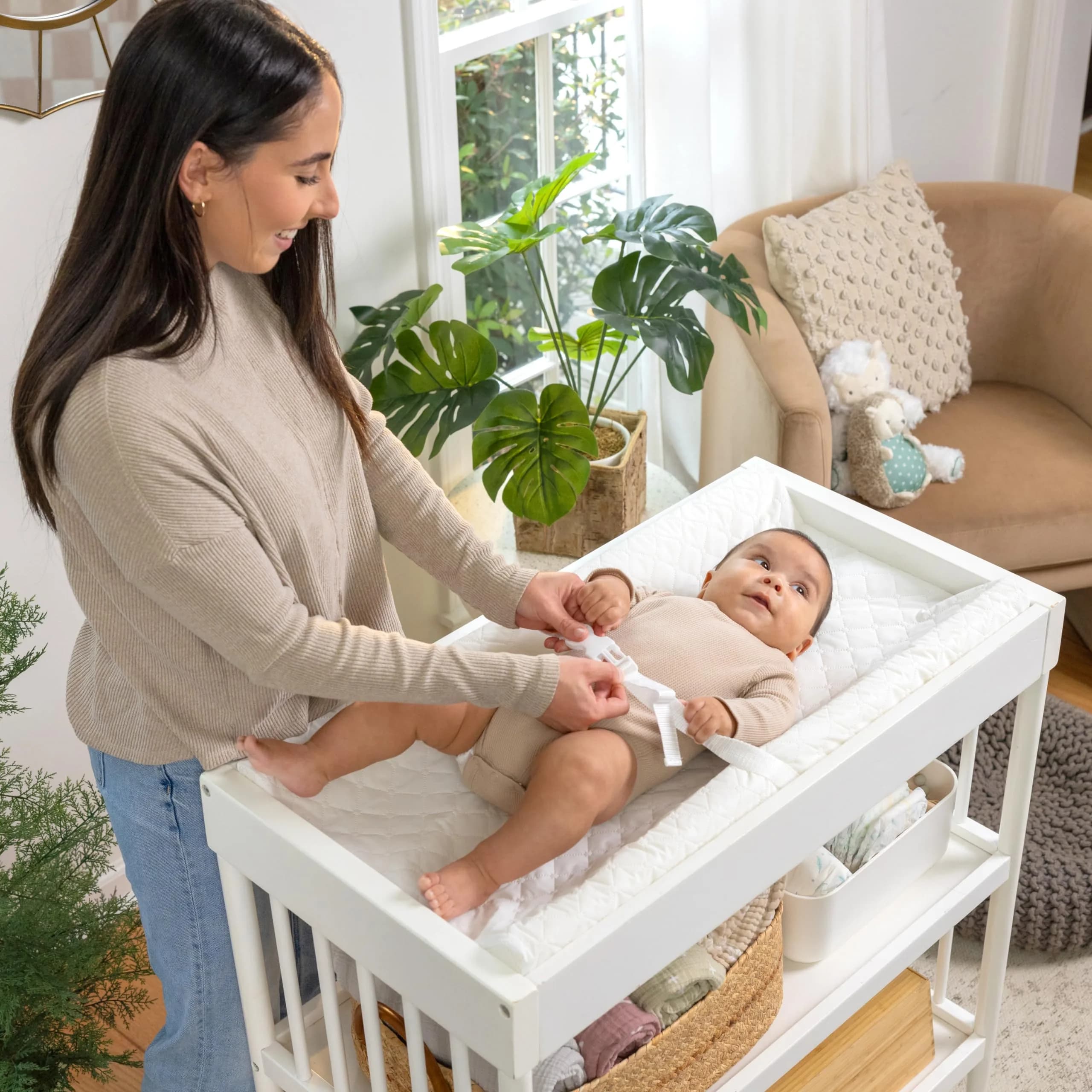 Ingenuity Contoured Changing Pad - Reduced Waste Packaging with Liner & Safety Strap - view 4