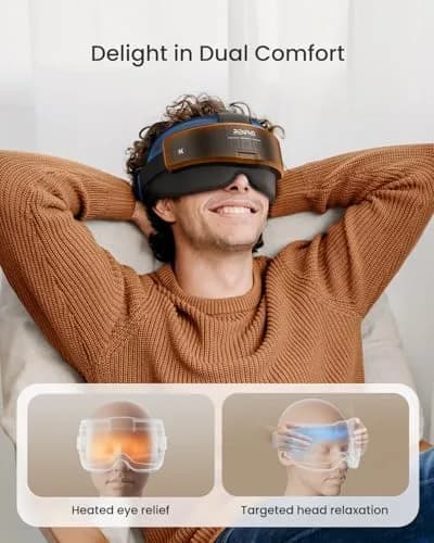 RENPHO Eyeris Masc Head and Eye Massager with Heat, 3D Compression, Adjustable Headband, 1500mAh Battery | Relaxation for Dry Eyes & Stress Relief thumbnail 2