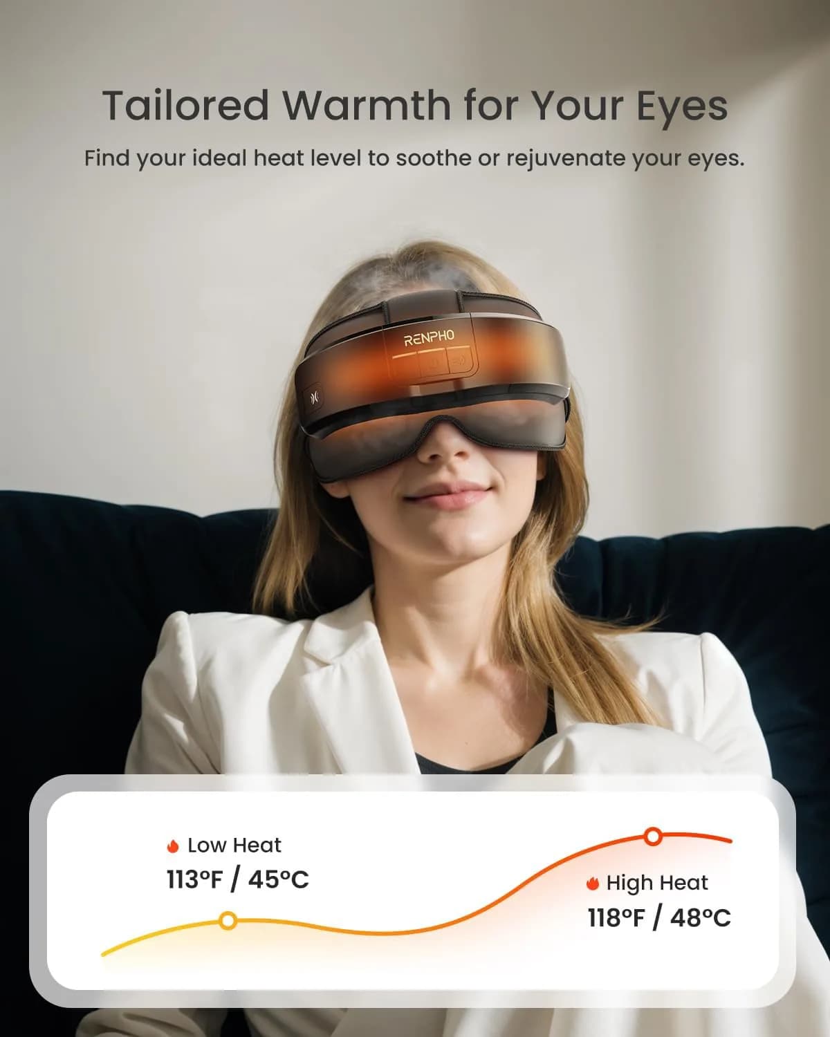 RENPHO Eyeris Masc Head and Eye Massager with Heat, 3D Compression, Adjustable Headband, 1500mAh Battery | Relaxation for Dry Eyes & Stress Relief - view 4