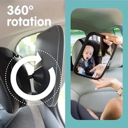 Onco Baby Car Mirror for Rear Facing Seats (2 Pack, Black) | Shatterproof View for Safe Travels thumbnail 8