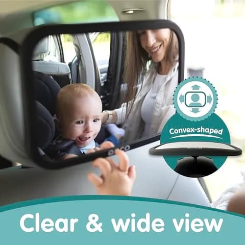 Onco Baby Car Mirror for Rear Facing Seats (2 Pack, Black) | Shatterproof View for Safe Travels thumbnail 3