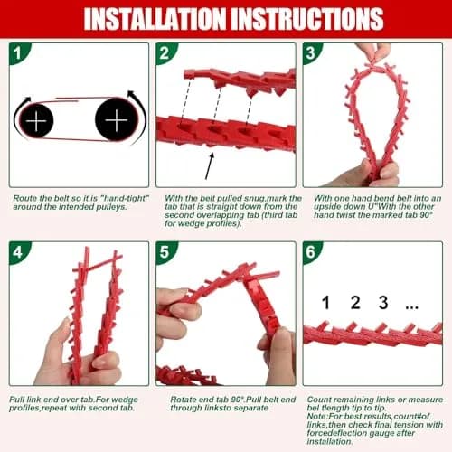 Poweka Adjustable Link V-Belt 1/2-Inch x 10 Feet (15.24 cm x 3.05 m) | Easy Install, Low Vibration, High Strength thumbnail 4