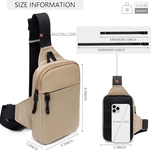 higouta Mini Sling Bag for Men Women, Small Crossbody Casual Utility Chest Phone Bag 2L (0.07 cu ft) | Waterproof Nylon thumbnail 4