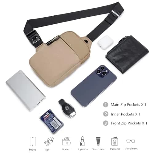 higouta Mini Sling Bag for Men Women, Small Crossbody Casual Utility Chest Phone Bag 2L (0.07 cu ft) | Waterproof Nylon thumbnail 5