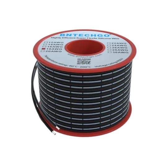 BNTECHGO 18 AWG Silicone Ribbon Wire 2P Black 15.24 m (50 ft) | High Flexibility, 600V Rated thumbnail 1