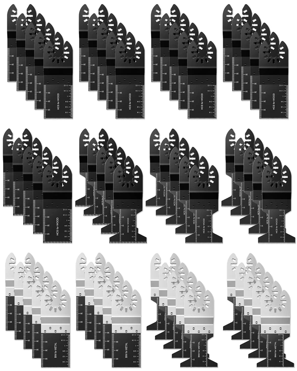 GORWARE 60PCS Oscillating Saw Blades | Bi-Metal Quick Release Multitool Blades for Wood & Metal