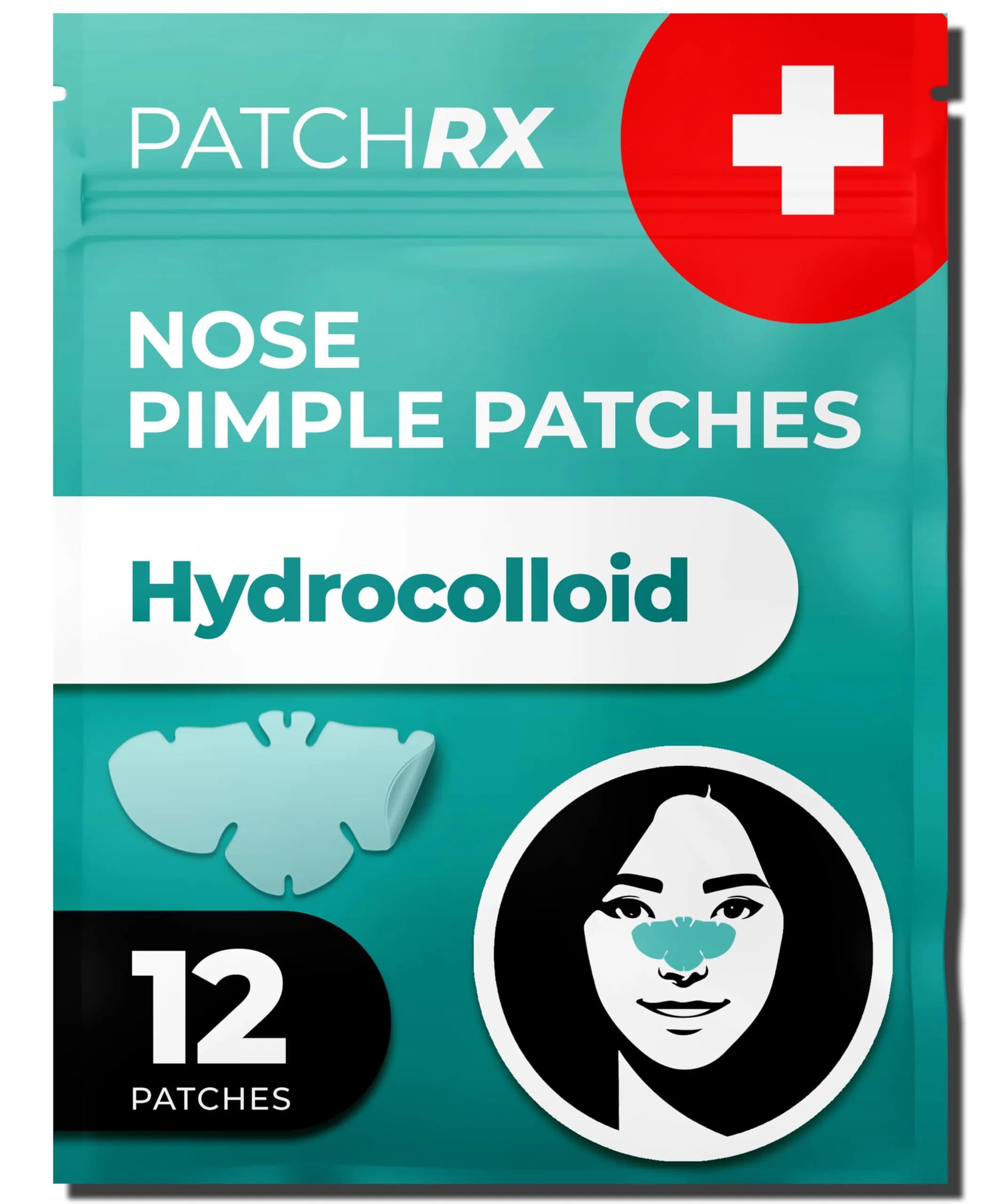 PatchRx Pimple Patches for Nose (12 Pack) | Hydrocolloid Acne Patches for Face & Zit Cover