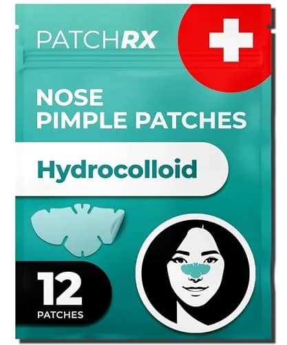 PatchRx Pimple Patches for Nose (12 Pack) | Hydrocolloid Acne Patches for Face & Zit Cover thumbnail 1