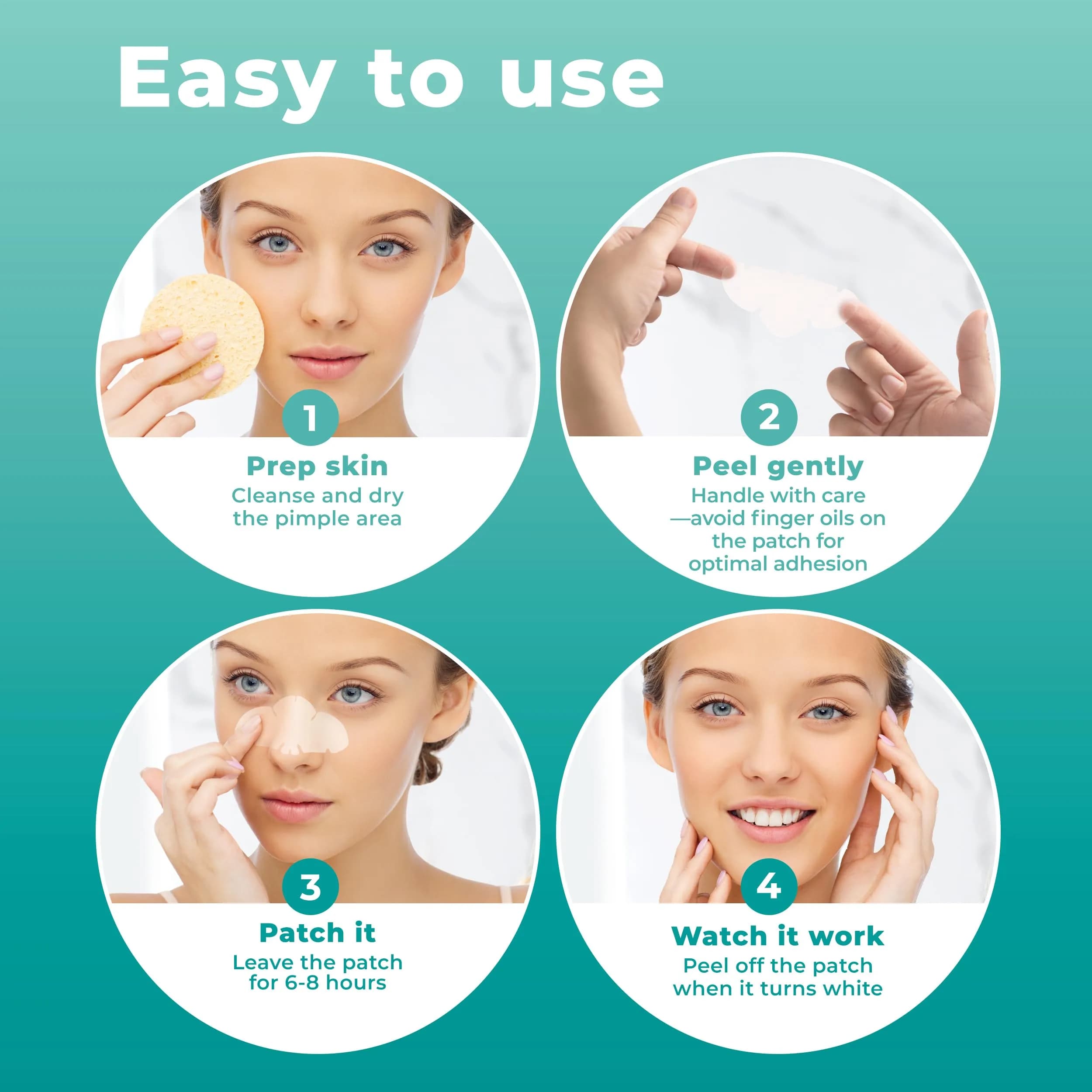 PatchRx Pimple Patches for Nose (12 Pack) | Hydrocolloid Acne Patches for Face & Zit Cover - view 4