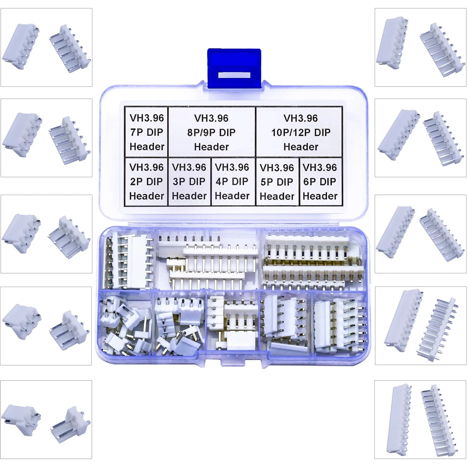 Kidisoii JST Connector Kit, VH3.96 DIP Header 2/3/4/5/6/7/8/9/10/12Pin | DIY IC Socket Adapter — JST-3.96MM-VH-DIP-Vertical Header