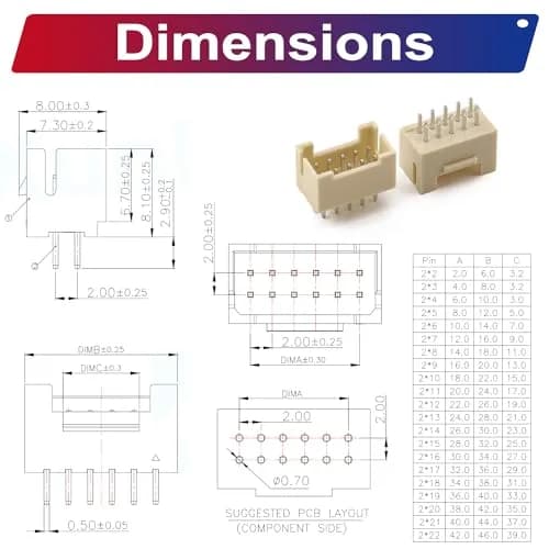 Kidisoii JST Connector Kit, PHB2.0 Dual Row DIP Header 2mm Pitch | DIY IC Socket Adapter (120 chars) thumbnail 5