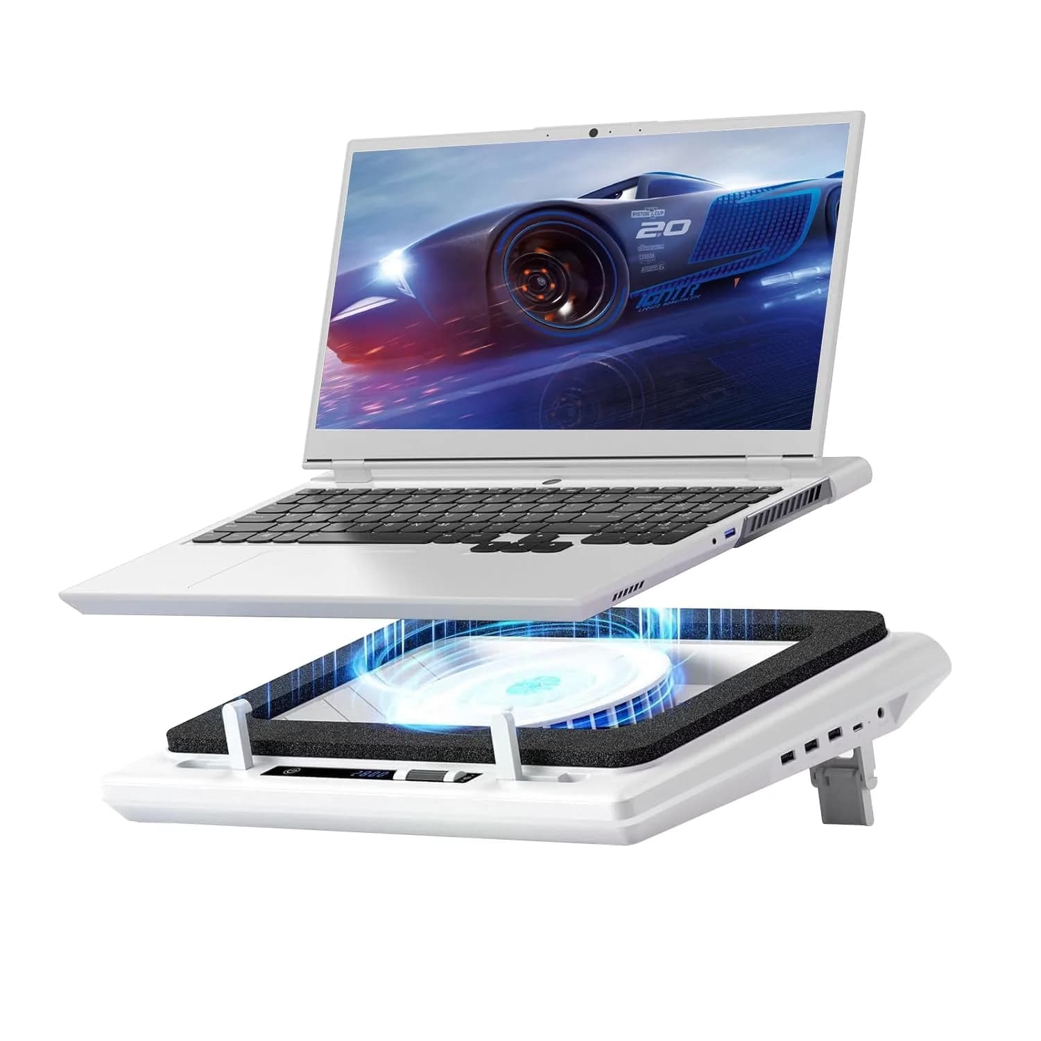llano V12 Gaming Laptop Cooling Pad with 14cm Turbo Fan & HD LED Display | 1.8 kg (3.97 lb) - main product image
