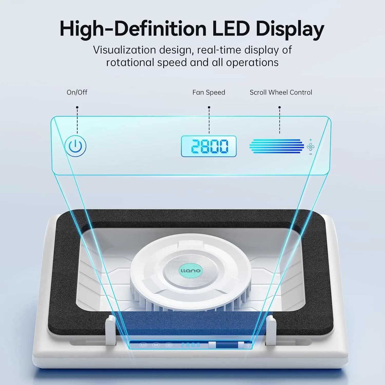 llano V12 Gaming Laptop Cooling Pad with 14cm Turbo Fan & HD LED Display | 1.8 kg (3.97 lb) - view 8