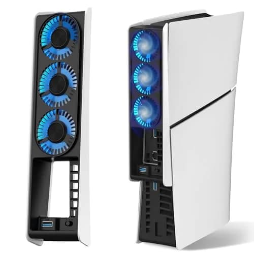 JUSPRO Cooling Fan for PS5 Slim Console Digital & Discs Edition | Upgraded Quiet Cooler with Blue LED Light thumbnail 1