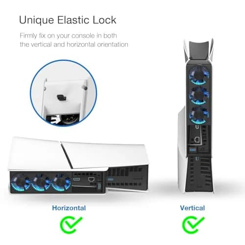 JUSPRO Cooling Fan for PS5 Slim Console Digital & Discs Edition | Upgraded Quiet Cooler with Blue LED Light thumbnail 5