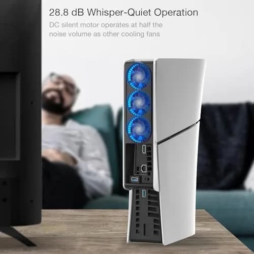 JUSPRO Cooling Fan for PS5 Slim Console Digital & Discs Edition | Upgraded Quiet Cooler with Blue LED Light thumbnail 7