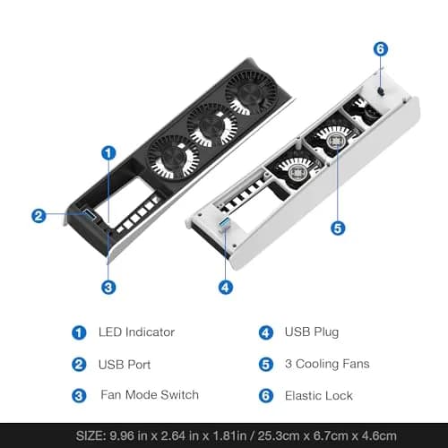 JUSPRO Cooling Fan for PS5 Slim Console Digital & Discs Edition | Upgraded Quiet Cooler with Blue LED Light thumbnail 8