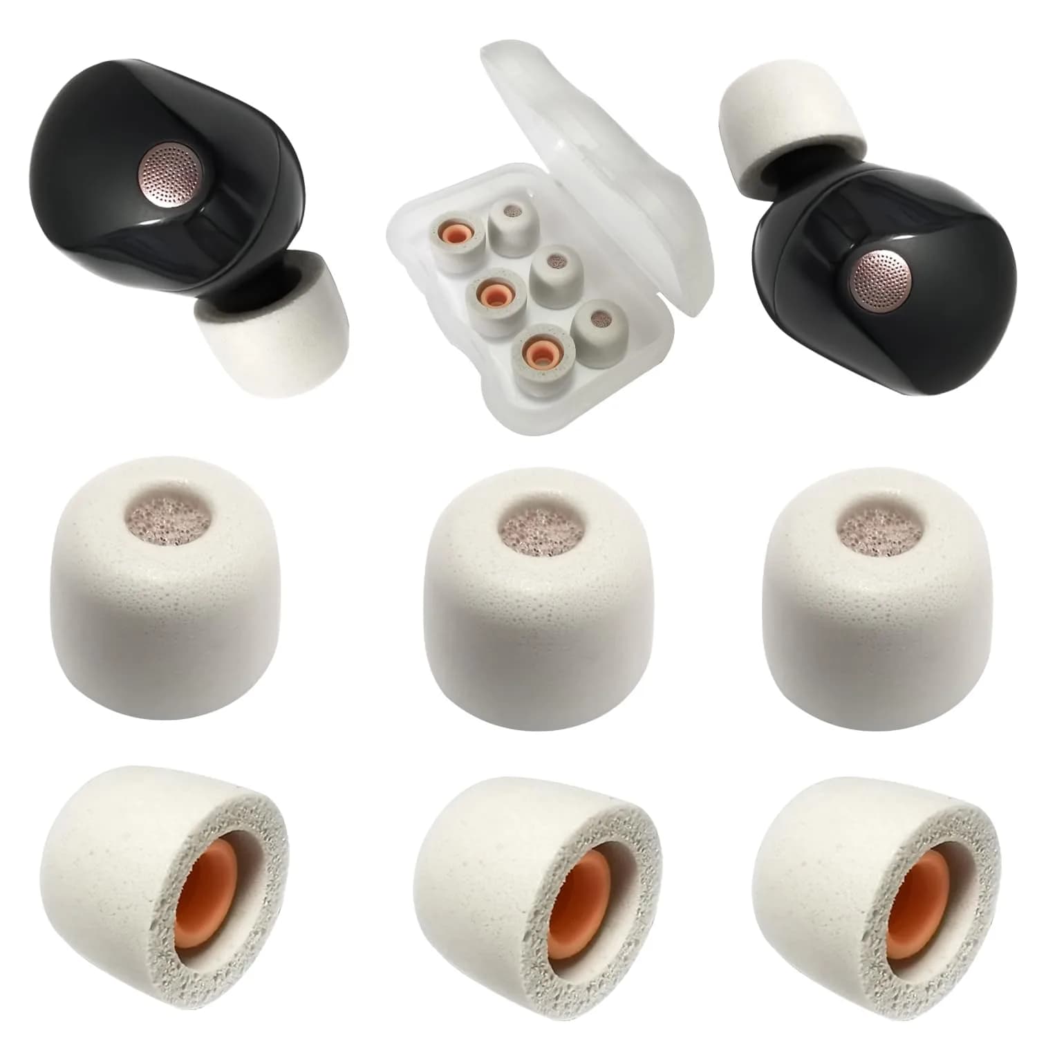 Mijusun Memory Foam Replacement Earbud Tips for Sony WF-1000XM5 & More | 3 Pairs Small Gray — Gray-Small