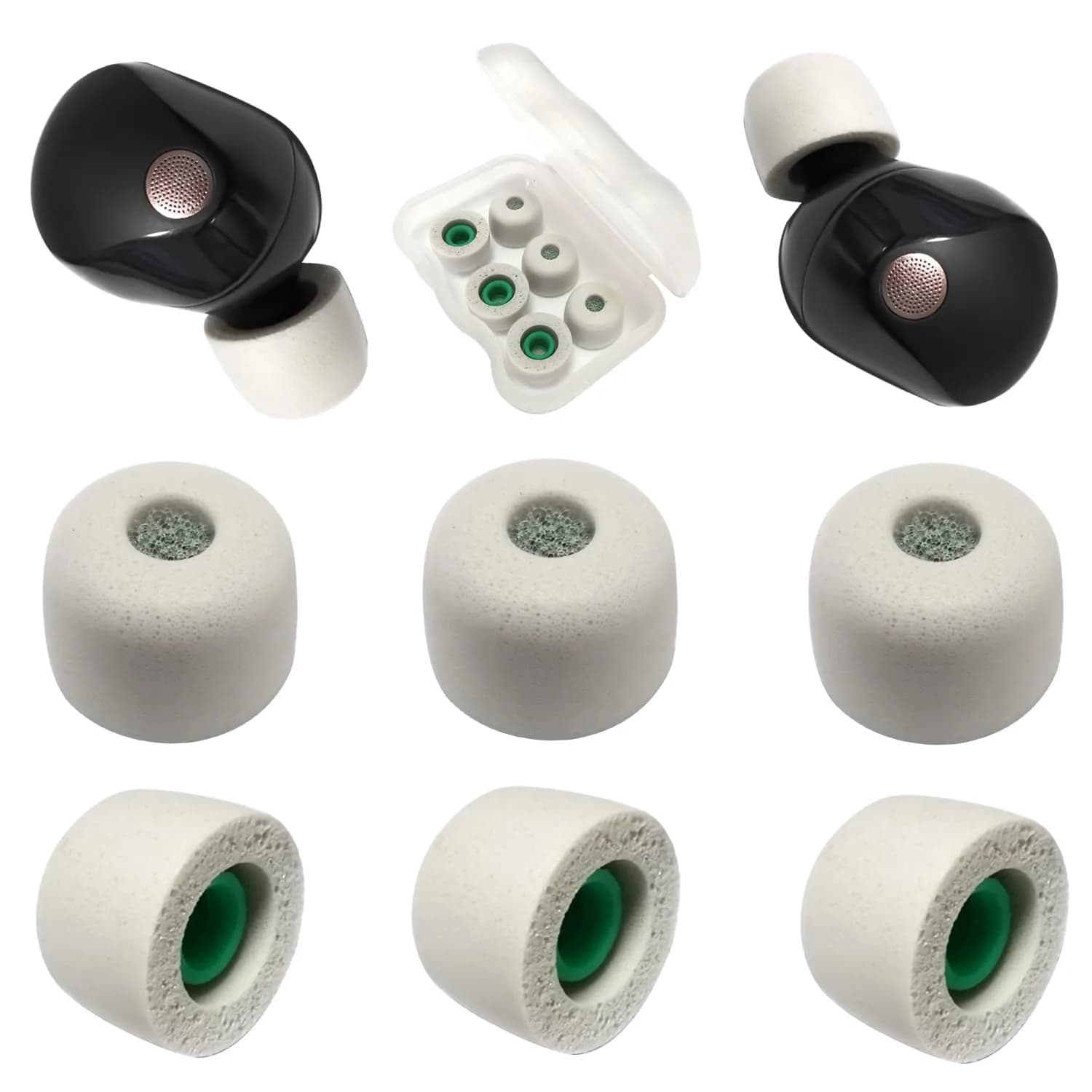 Mijusun Memory Foam Replacement Earbud Tips for Sony WF-1000XM5, WF-1000XM4, WF-1000XM3 (3 Pairs, Medium, Gray) | Noise Isolating Fit - main product image