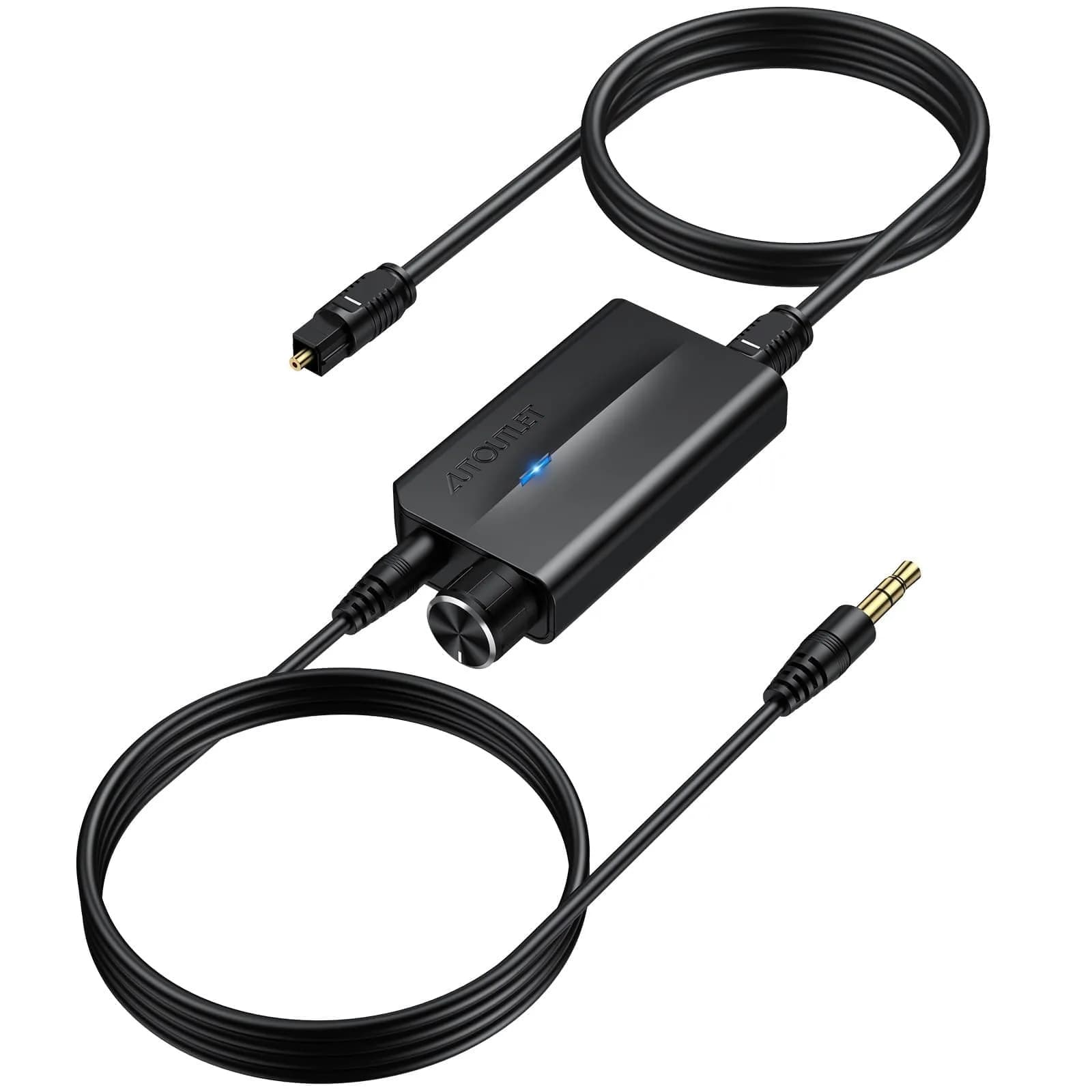 AUTOUTLET 192kHz DAC Optical to 3.5mm Converter with Volume Control, 25g (0.88oz) | High-Fidelity Audio Signal Conversion thumbnail 1