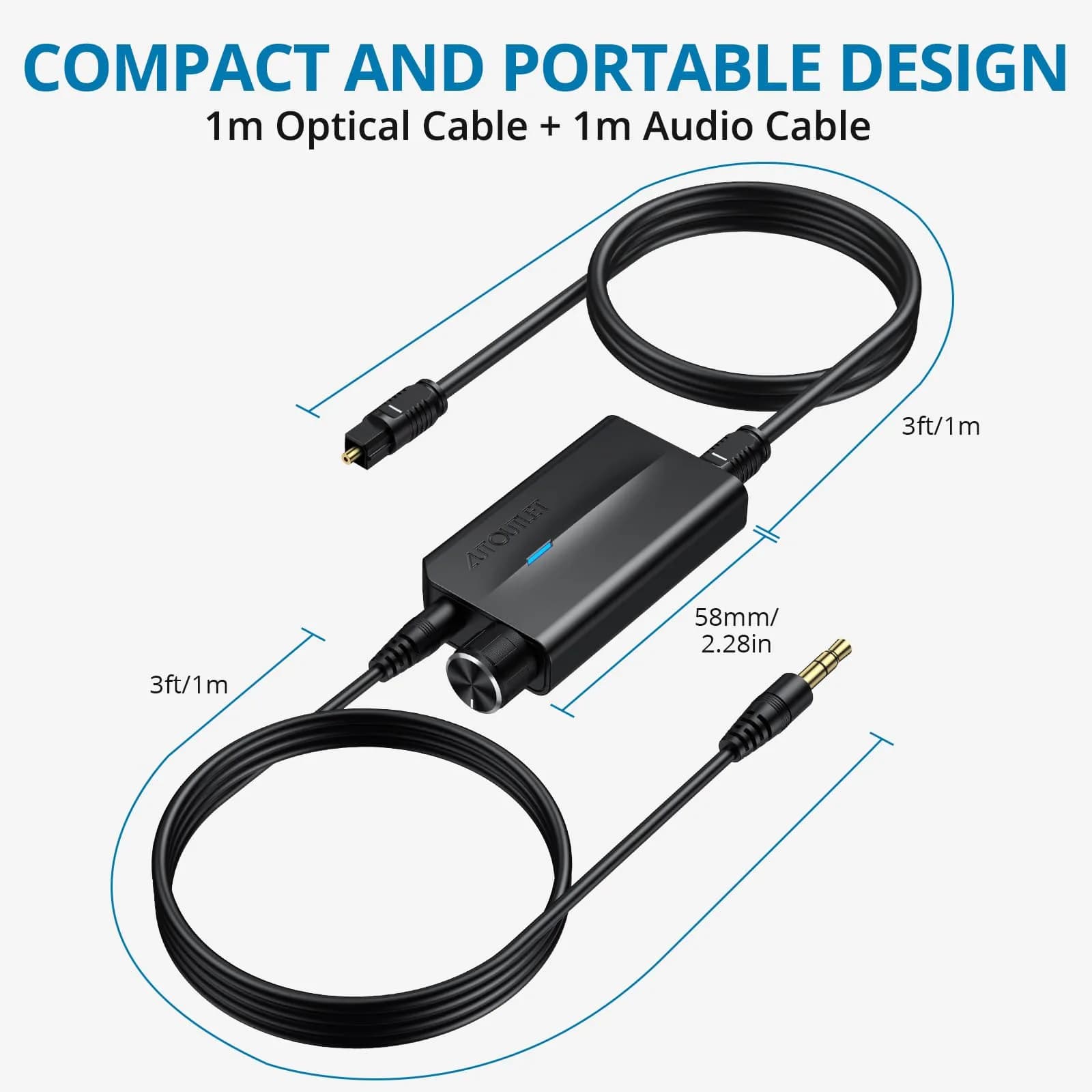 AUTOUTLET 192kHz DAC Optical to 3.5mm Converter with Volume Control, 25g (0.88oz) | High-Fidelity Audio Signal Conversion thumbnail 7