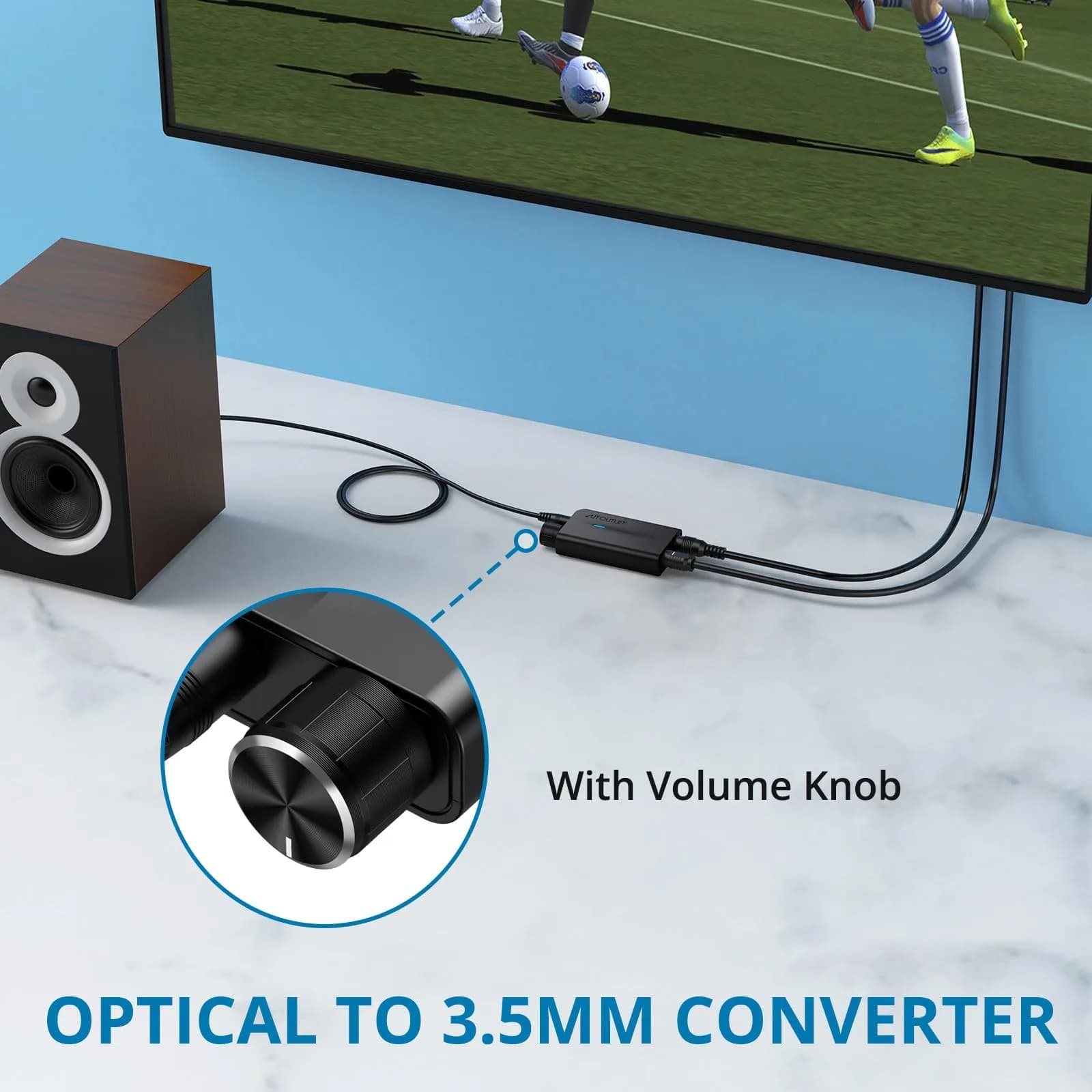 AUTOUTLET 192kHz DAC Optical to 3.5mm Converter with Volume Control, 25g (0.88oz) | High-Fidelity Audio Signal Conversion thumbnail 4