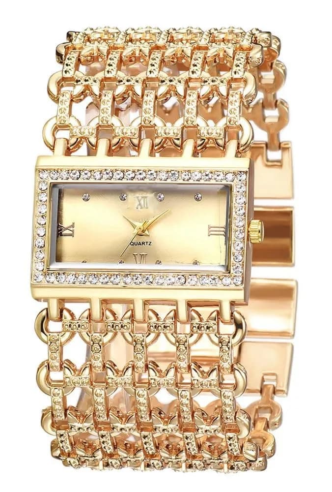 SENRUD Women's Quartz Watch Luxury Rectangular Case Analog Bracelet Watch 37mm (1.46 in) | Elegant Fashion Timepiece — 01 Gold