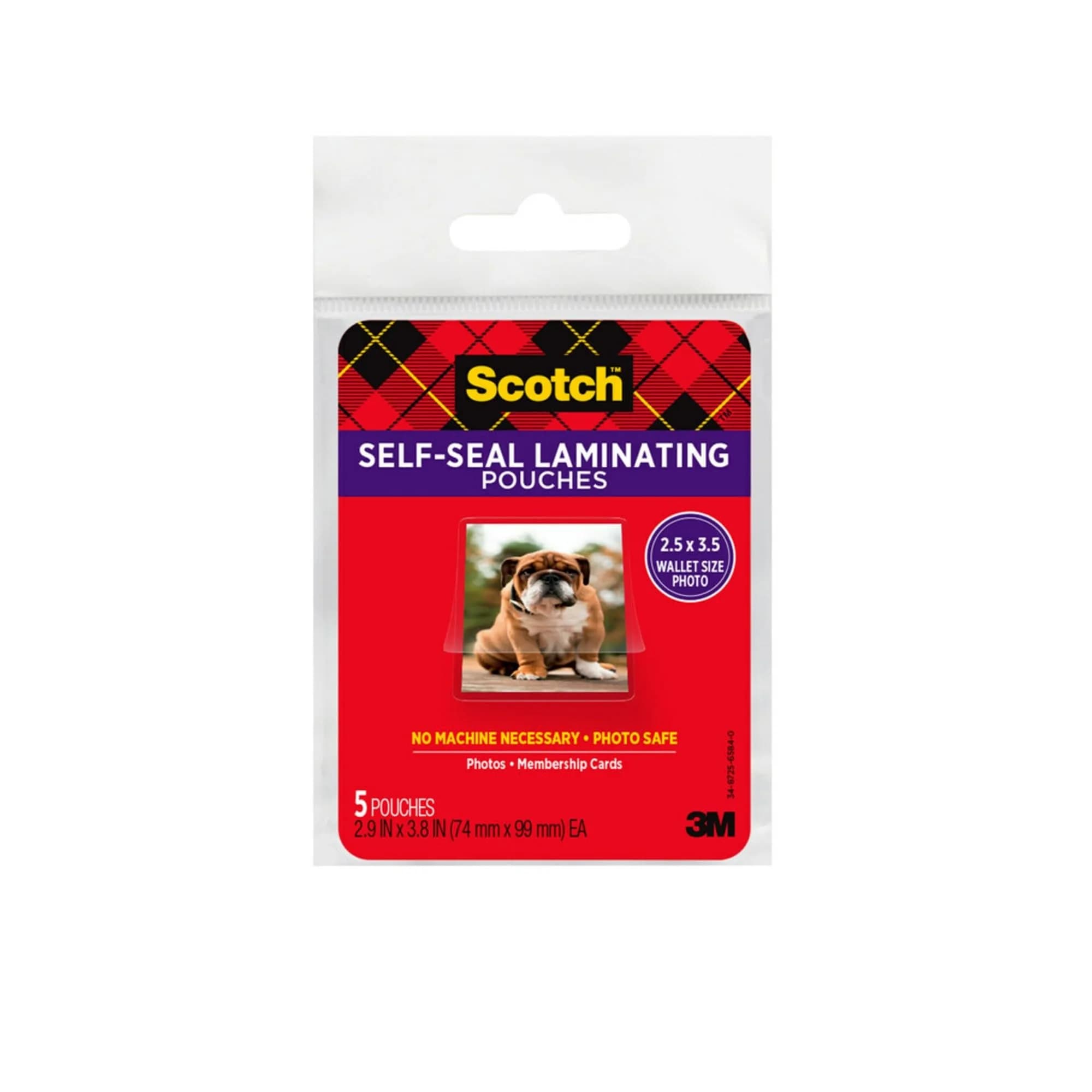 Scotch Self-Sealing Laminating Pouches, Wallet Photo Size, Glossy Finish, 2.5 x 3.5 in. (Pack of 2, 10 Pouches Total) - view 2