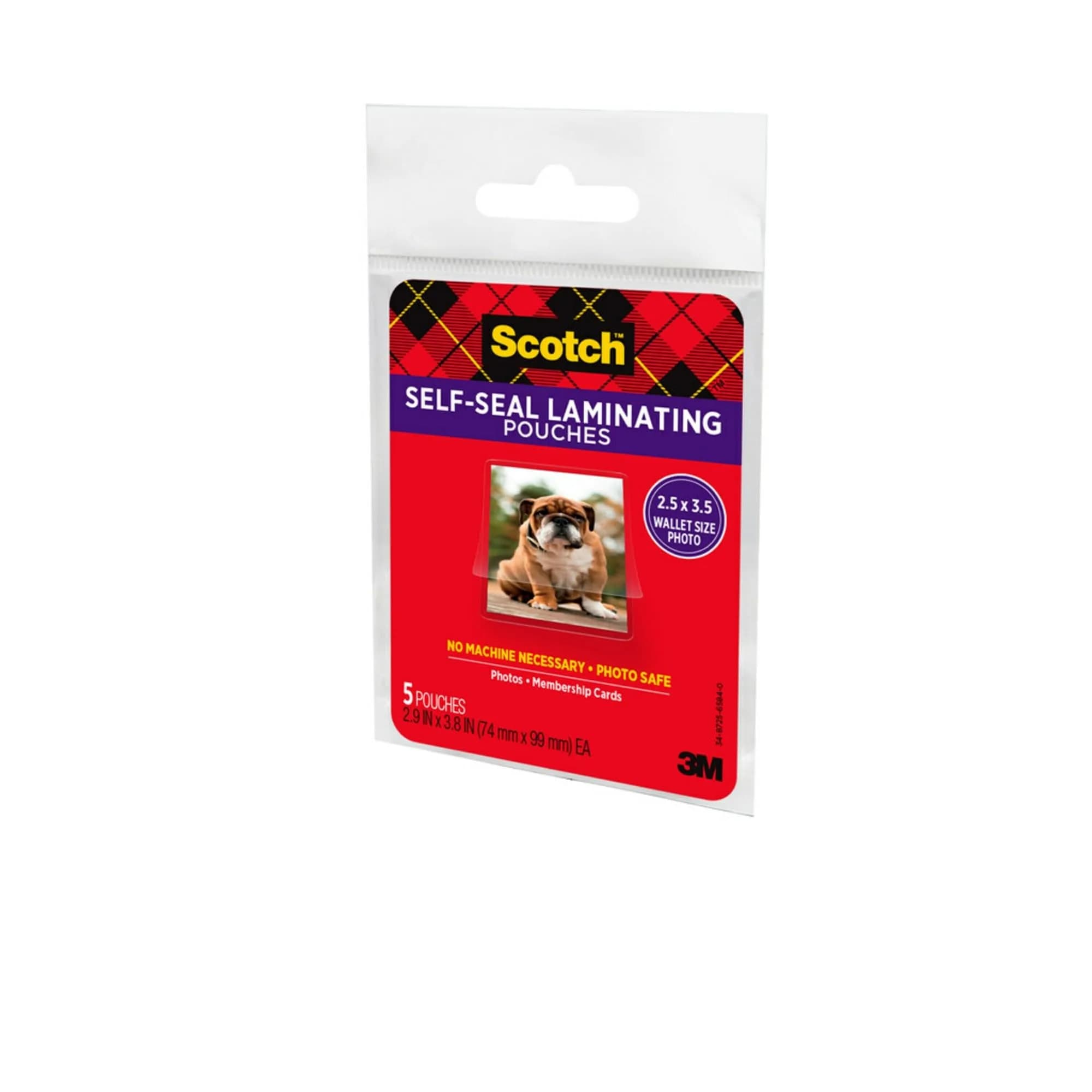 Scotch Self-Sealing Laminating Pouches, Wallet Photo Size, Glossy Finish, 2.5 x 3.5 in. (Pack of 2, 10 Pouches Total) - view 3