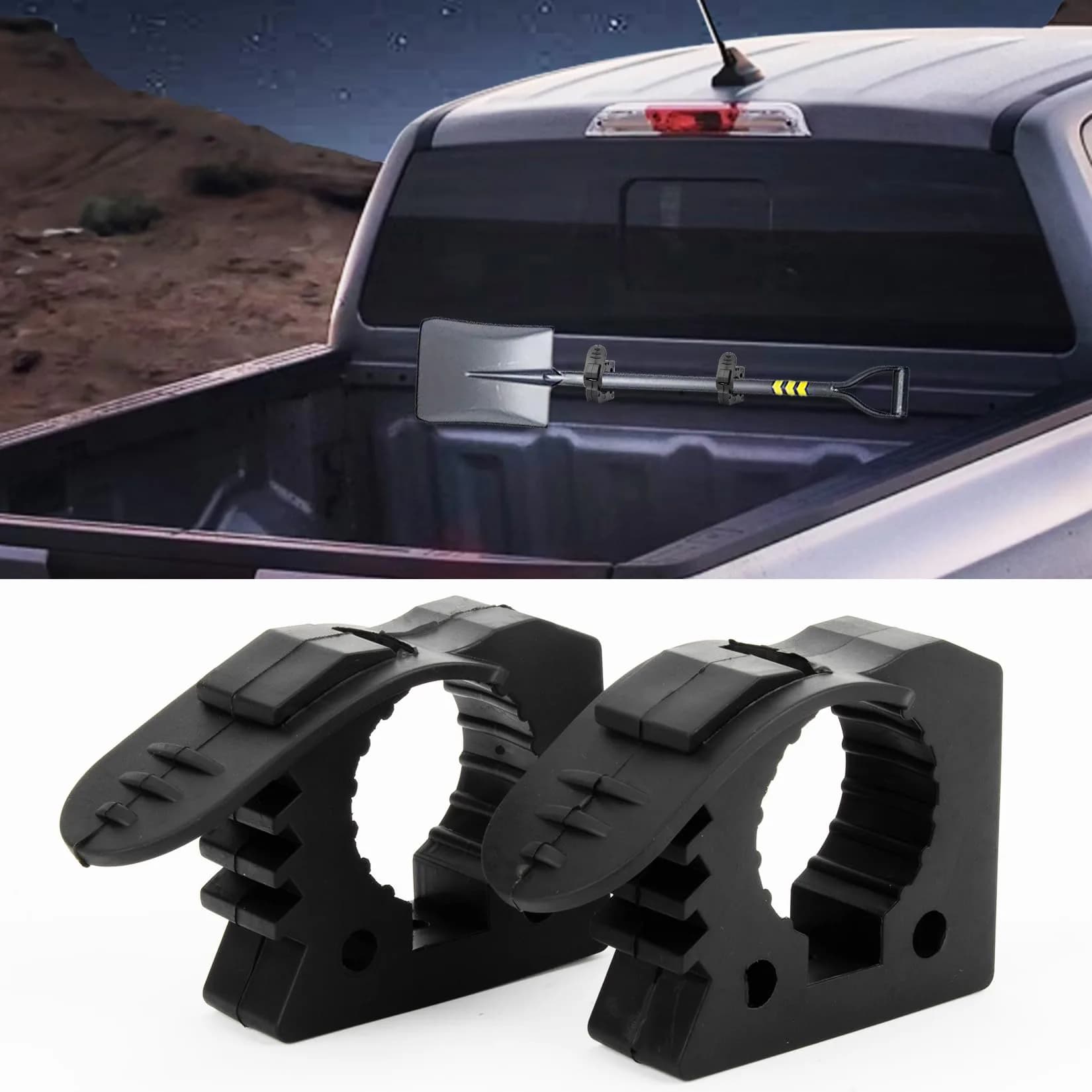 PSLER Quick Release Shovel & Axe Mounts for Truck Bed & Roof Rack, 4 Pack | Secures 1-1/7" to 1-3/7" Tools — 2pc