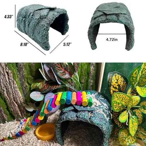 Tfwadmx Reptile Rock Hide Cave Large | Realistic Rock Texture for Small Reptiles & Pocket Pets thumbnail 4
