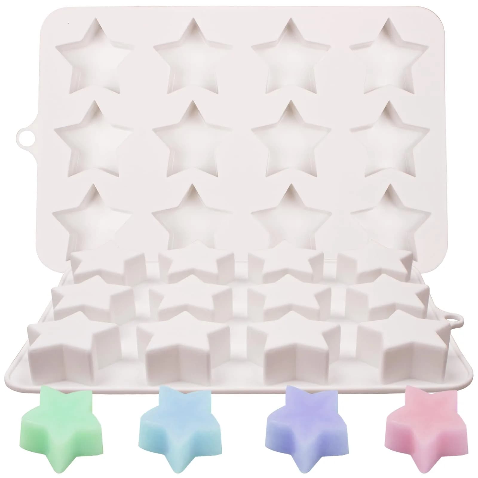 Fchil Star Silicone Mold for Chocolate, Candy, Soap, Ice Cubes 21.9 cm (8.7 in) | Food-Grade BPA-Free Multi-Use Baking Mold — white(QY019)