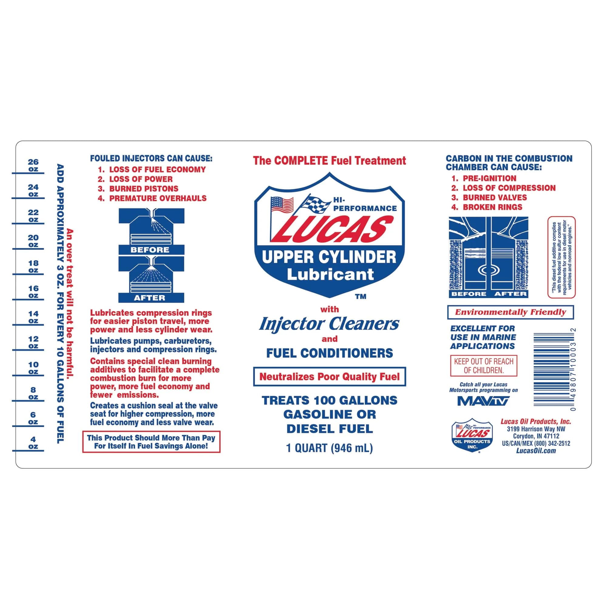 Lucas Oil Fuel Treatment 1 Quart (946ml) | Pack of 2 | Cleans & Lubricates Fuel System - view 3