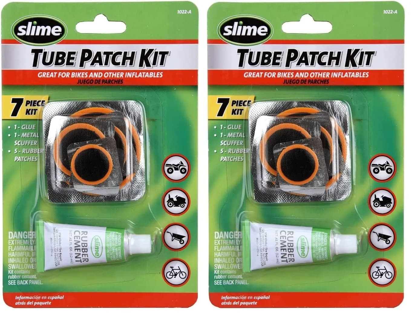 Slime 7-Piece Rubber Patch Kit with Glue, 2-Pack | Bike & Inflatable Puncture Repair - main product image