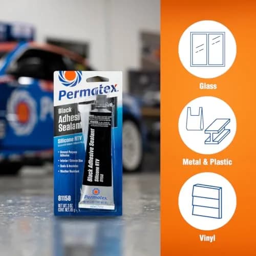 Permatex Black Silicone Adhesive Sealant 3 oz. Tube (177ml / 6 oz. Pack of 2) | Bonds, Seals, and Repairs Glass, Metal, Plastic, and More thumbnail 4